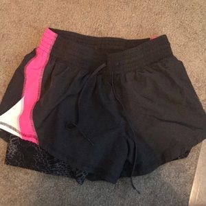 Champion running shorts.